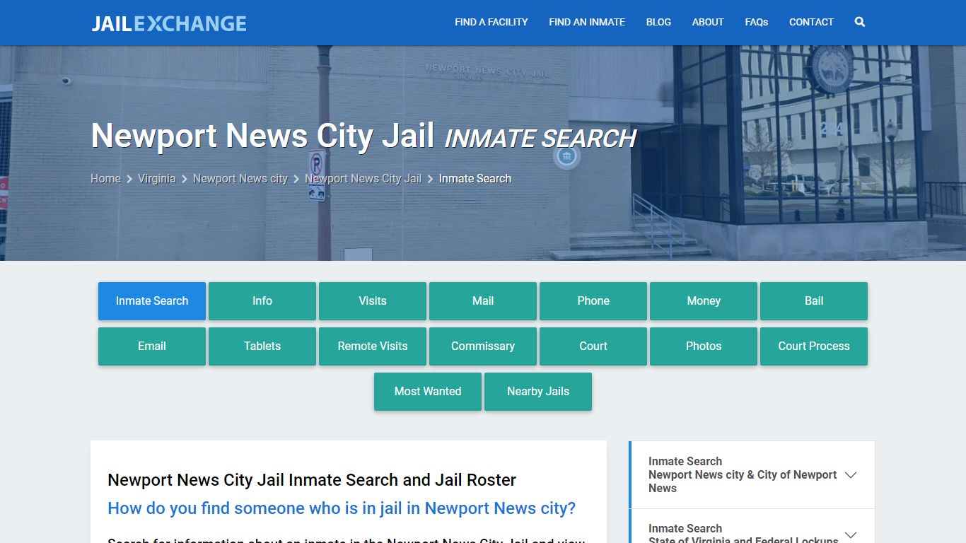 Inmate Search: Roster & Mugshots - Newport News City Jail, VA