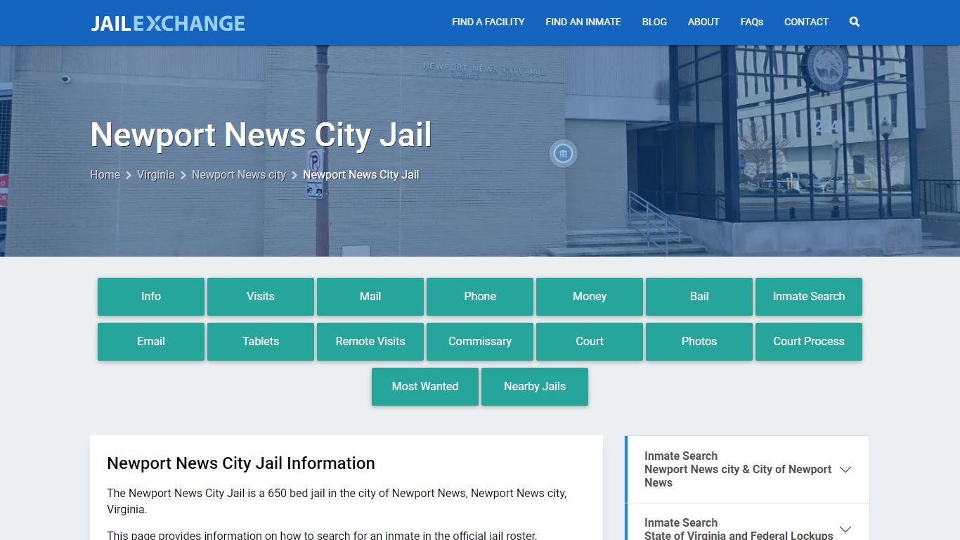 Newport News City Jail, VA Inmate Search, Information